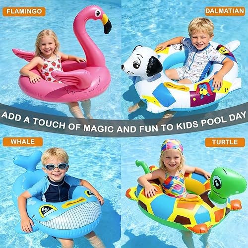 Vista 3 de Paquete de 4 flotadores inflables de piscina para niños pequeños de 3 a 7 años, anillos de tubo de natación para niños, flotadores de playa
