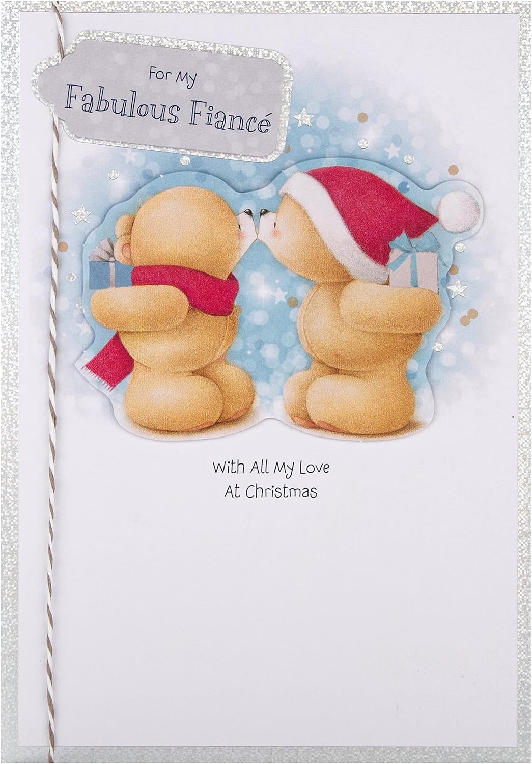 Hallmark Christmas Card for Fiancé - Cute Forever Friends Winter Kiss Design
