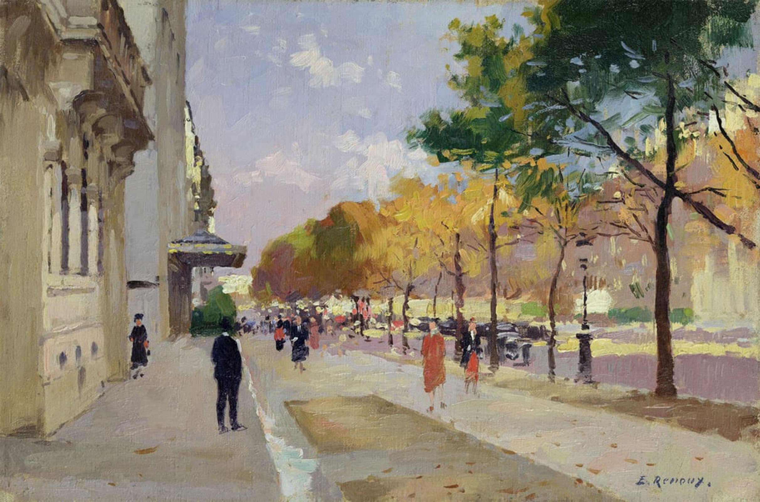 POSTERIIk Vintage Classic Picture Landscape Artwork Avenue Montaigne Paris by Jules Ernest Renoux Portrait Canvas Painting for Office Home Decor 60x90cm