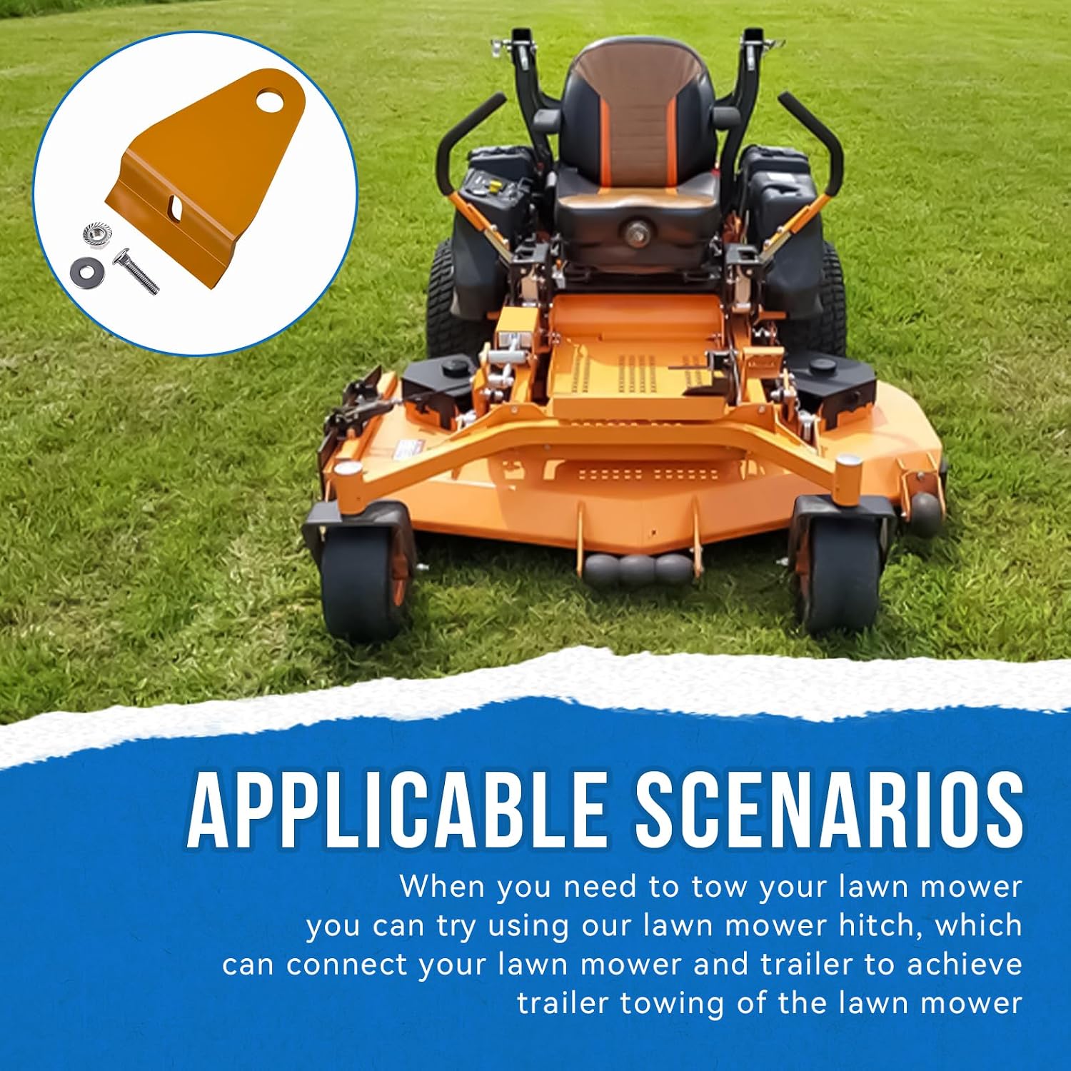 1Pcs Trailer Hitch Compatible with Scag Tiger Cat 2 and Cheetah 48" & 52" Zero-Turn Mowers (1/4 Inch Thick, 3/4 Inch Hole, Orange)