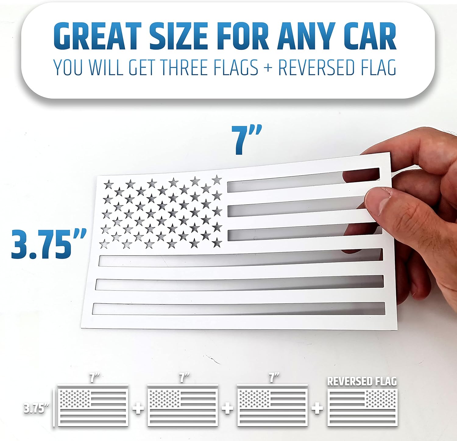 Black + White US Flag Magnets for Cars and Trucks | Bundle