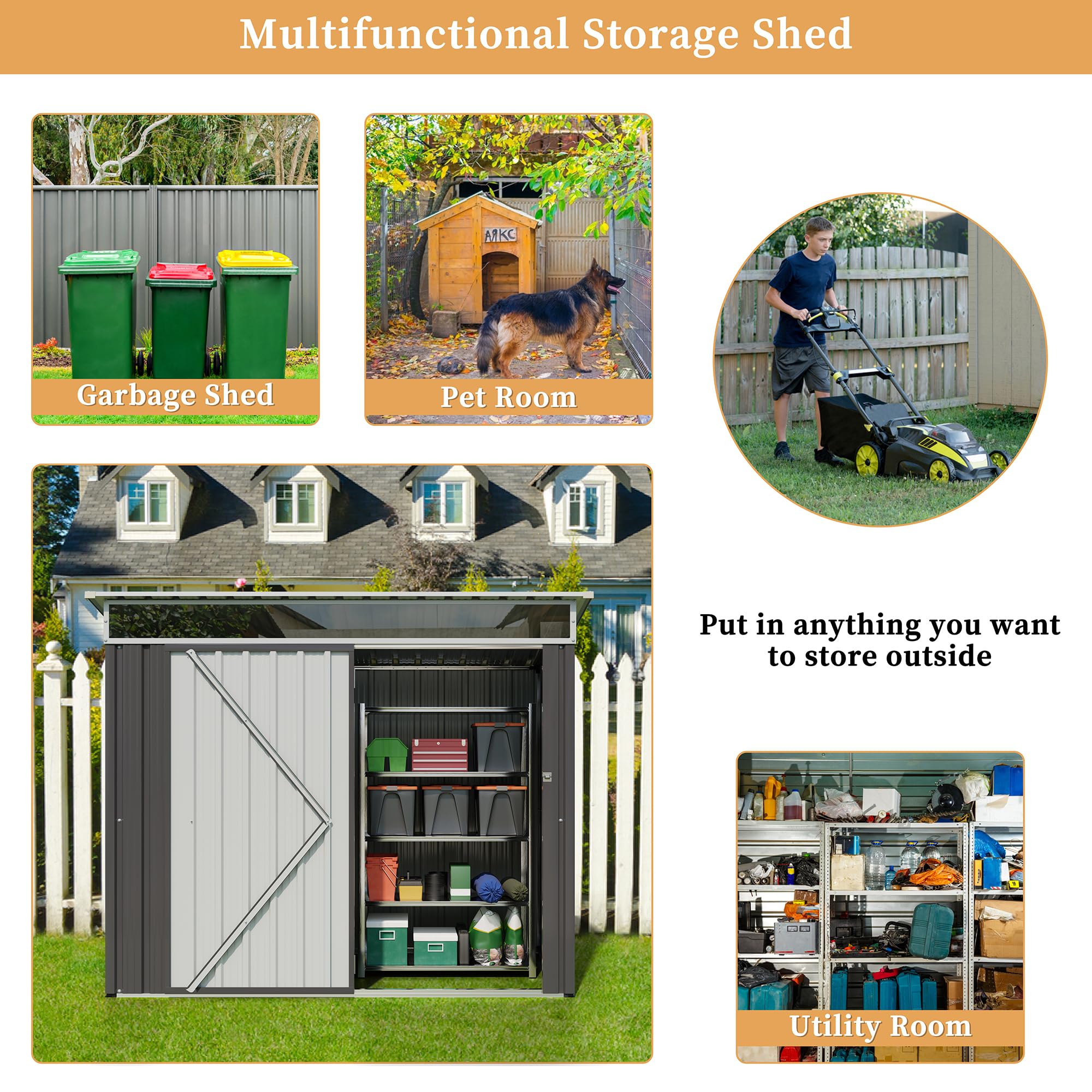 Amazon.com : Vongrasig 6x4 FT Outdoor Storage Shed, Metal Lean to