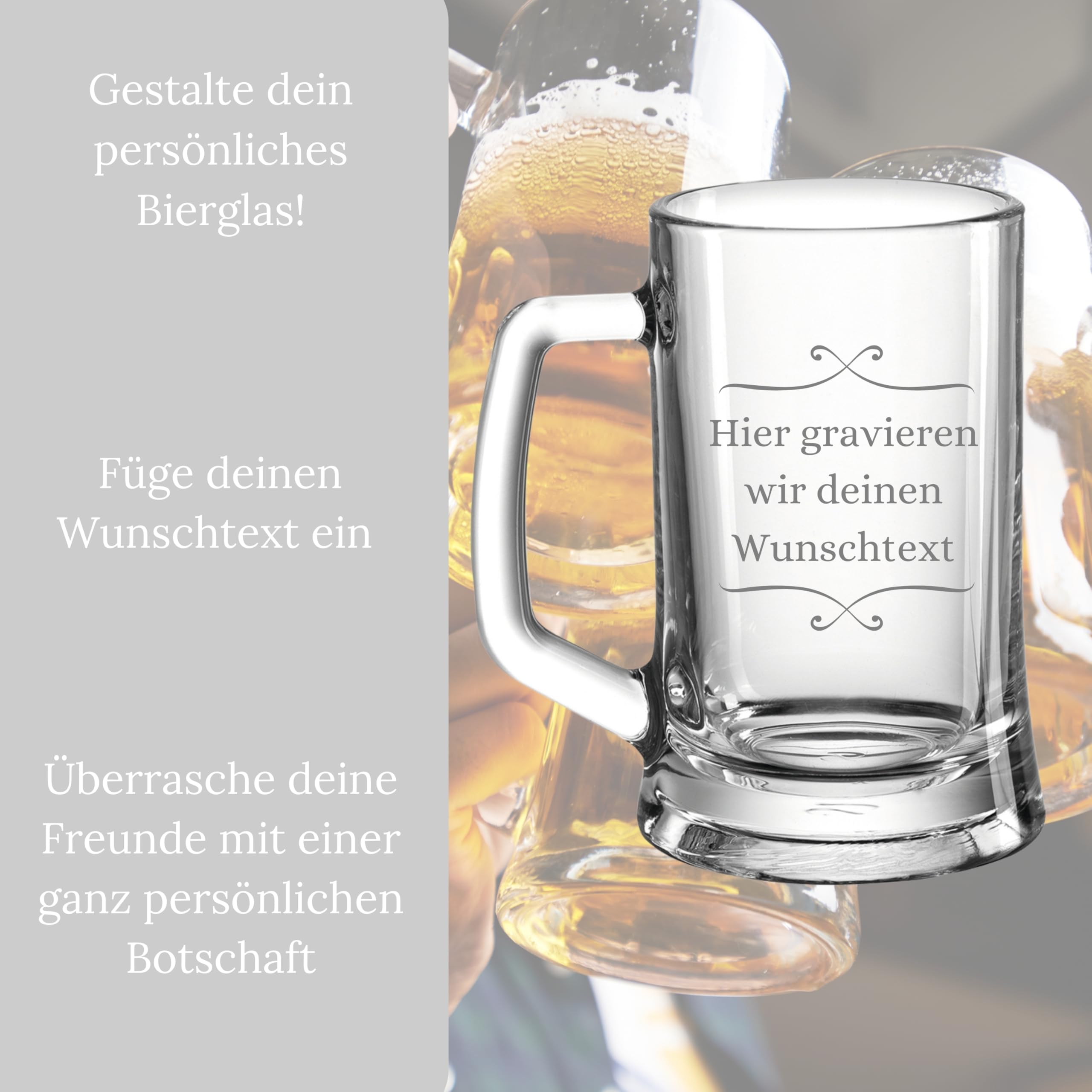 Bierkrug mit Gravur - Personalisierte Geschenke Männer - Geschenke für Sie & Ihn - Bierglas Geschenkidee für Herren, Freunde Vatertag - Geburtstagsgeschenk mit Wunschtext