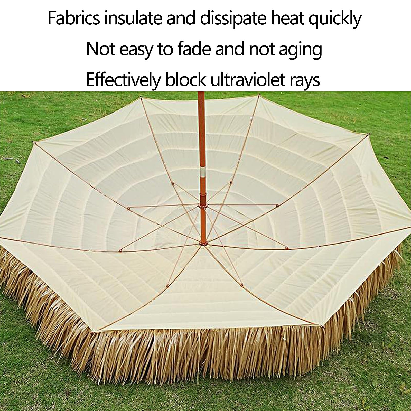 Sombrillas de Playa Antiviento Parasol de Simulación de Paja para Piscina Exterior Balcones Jardines Hoteles Playas Color Natural(Color:Natural A)