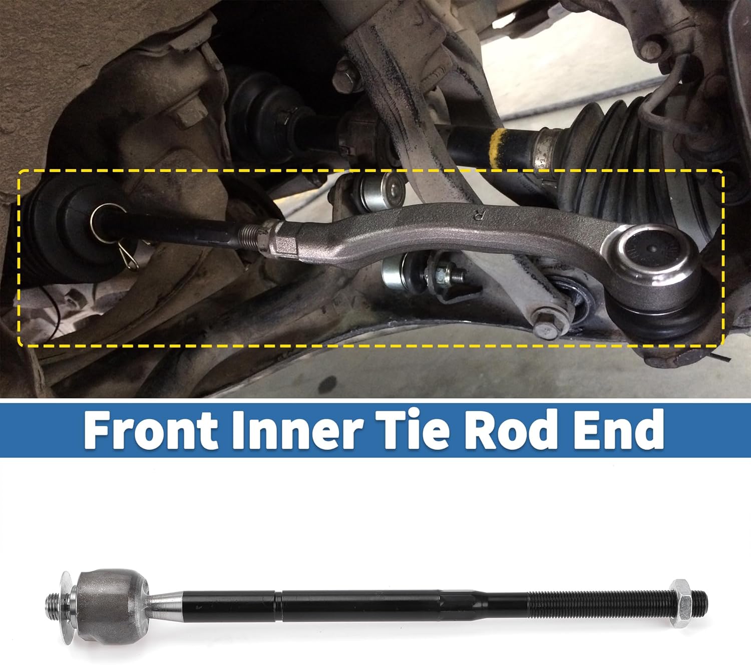 X AUTOHAUX 2pcs Front Inner Tie Rod Ends Kit Suspension Steering Tie Rod End for Dodge Journey 2009-2018 Drag Link No.EV800611