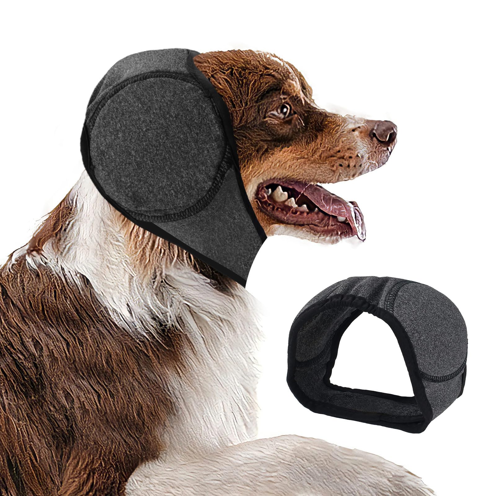 Dog Ear Covers, Dog Ear Muffs Noise Protection, Dogs Calming Hood,Adjustable Shower Cap Pet Ears, Dogs Ear Head Wrap Cups Shower Cap Pet Supplies for Bath Grooming (Grey, M)