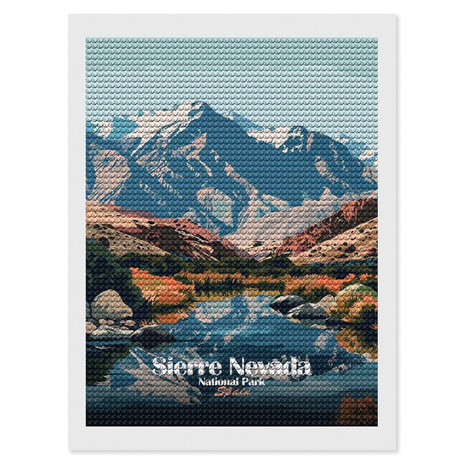 Junmoney Sierra Nevada National Park, Spain Crystal Diamond Art Kit 12"x16", Round Gems, Detailed Printed Canvas, Creative Gift Idea, Vintage Style Decor