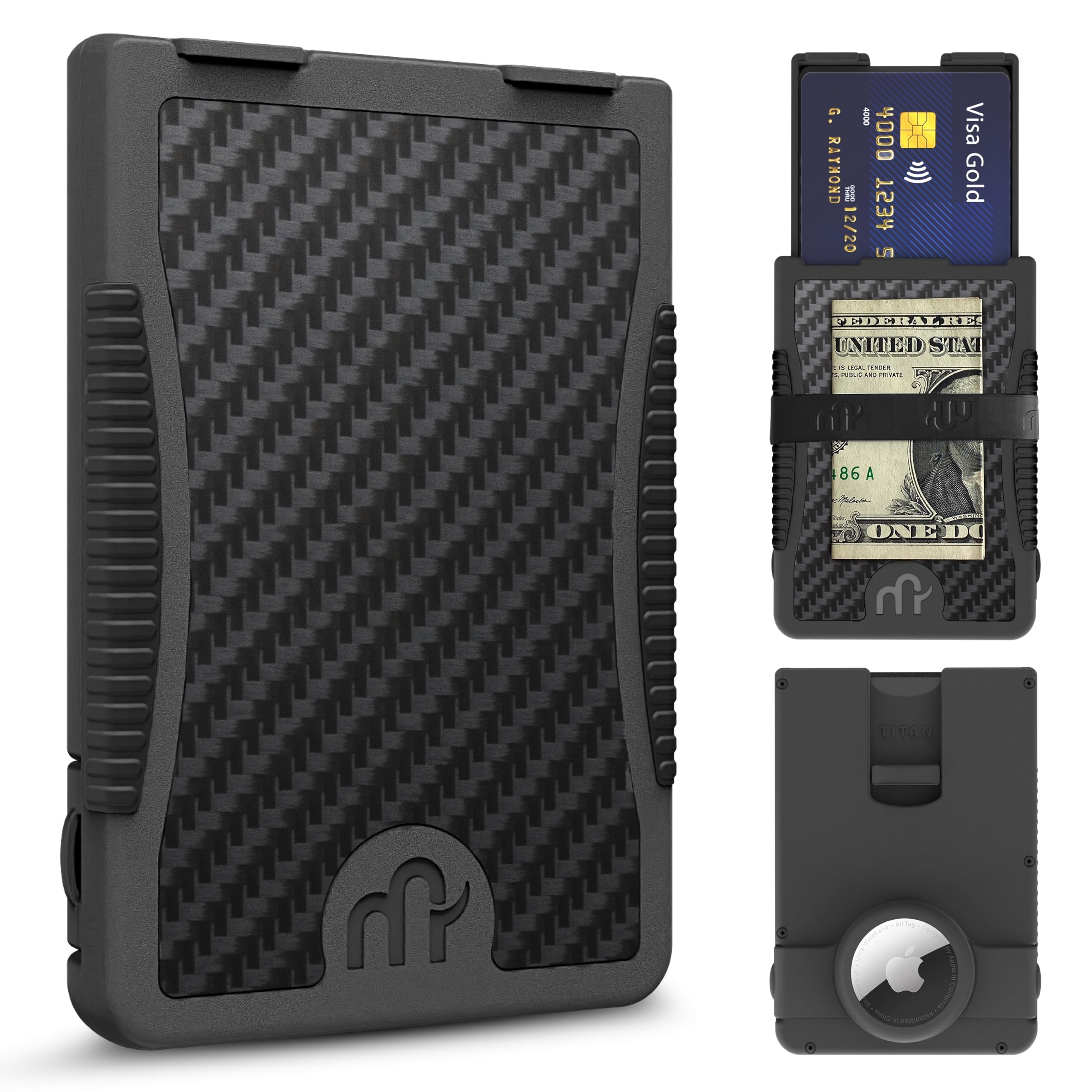 Mammoth Gear Co. TITAN Front Pocket Wallet for Men, Slim RFID Blocking Wallet with AirTag Holder, Compact Credit Card Holder with Money Band, Minimalist Card Organizer, Travel Wallet Gift Set