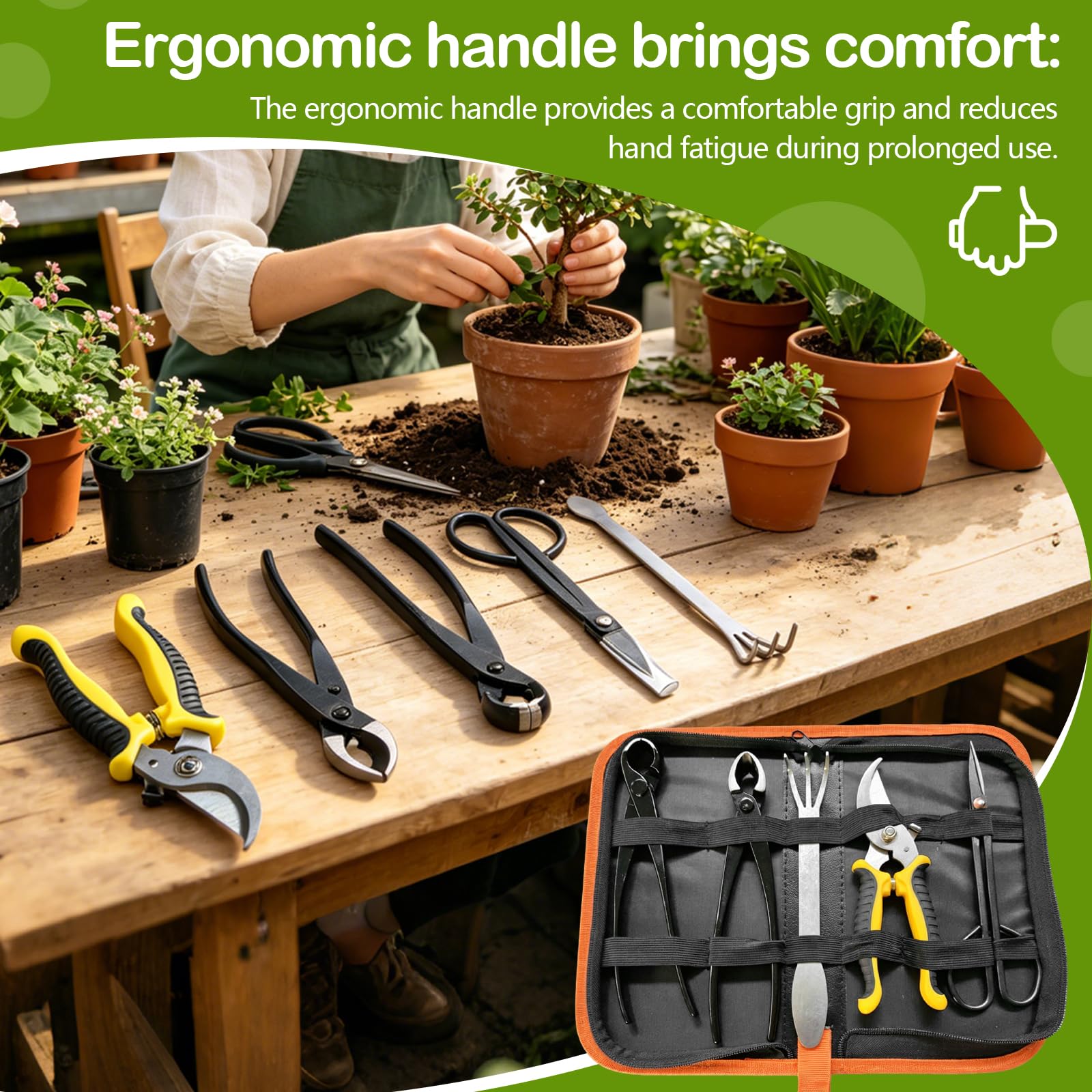 Juego De 6 Herramientas para BonsáI. Incluye Tijeras De Podar Tijeras para Hojas Herramienta CóNcava Rastrillo para BonsáI Y Bolsa De Transporte Herramientas De JardineríA para El Cuidado De BonsáIs