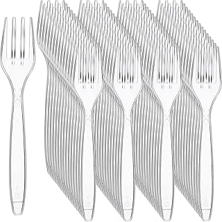 1000 Pcs Clear Disposable Plastic Forks, Plastic Utensils Bulk Heavy Duty Plastic Cutlery Heavyweight Silverware Disposable Forks for Home School Party Picnic Food, 5.8 Inches