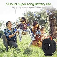 Vista 3 de Máquina de burbujas para niños pequeños, soplador de burbujas automático recargable, rotación automática de 90° 360°, fabricante de burbujas
