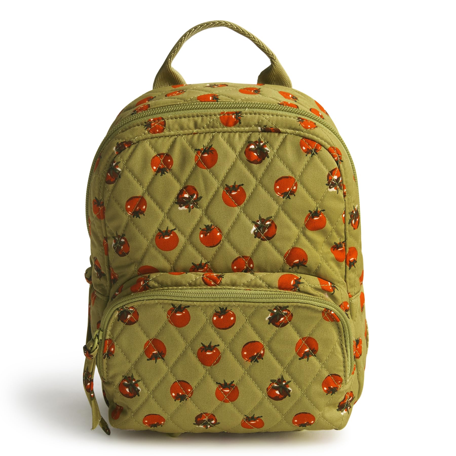 Vera Bradley Women's Premium Cotton Mini Banbury Backpack Bookbag, Tiny Tomatoes Palm, One Size