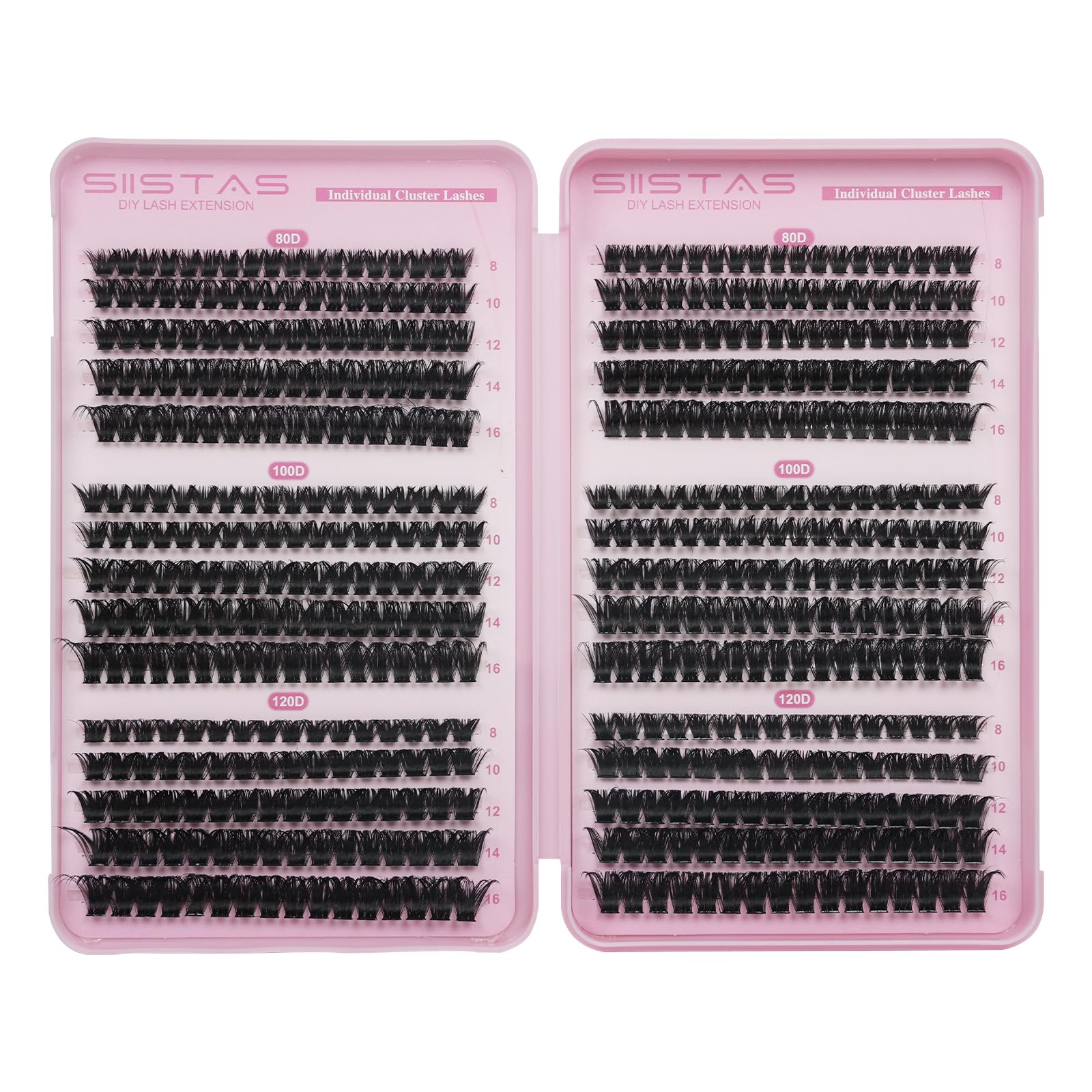 SIISTAS Individual Eyelashes 80D+100D+120D Cluster Lashes DIY Eye Lashes Fluffy Russian Eyelashes Extensions 8-16MM Volume Lash Clusters D Curl Durable Eyelash Clusters for Girls and Women(B07)