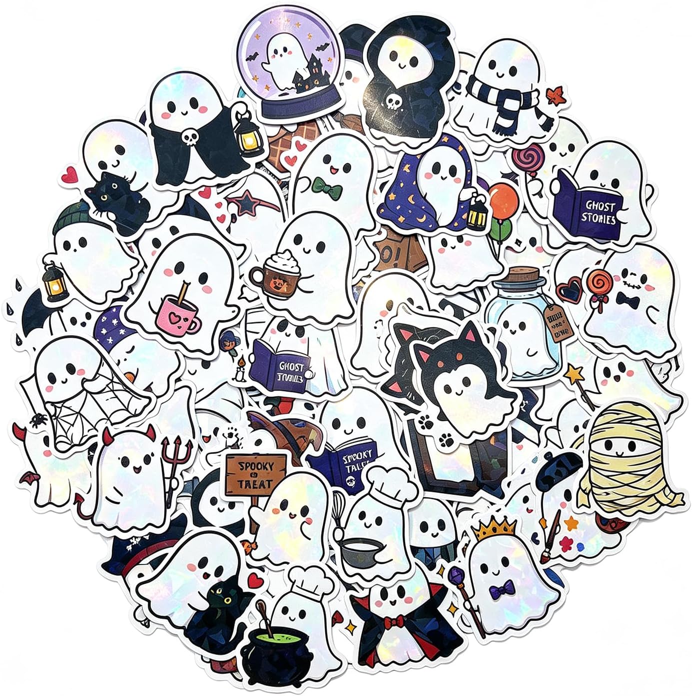 Holographic Halloween Ghost Stickers Waterproof Vinyl