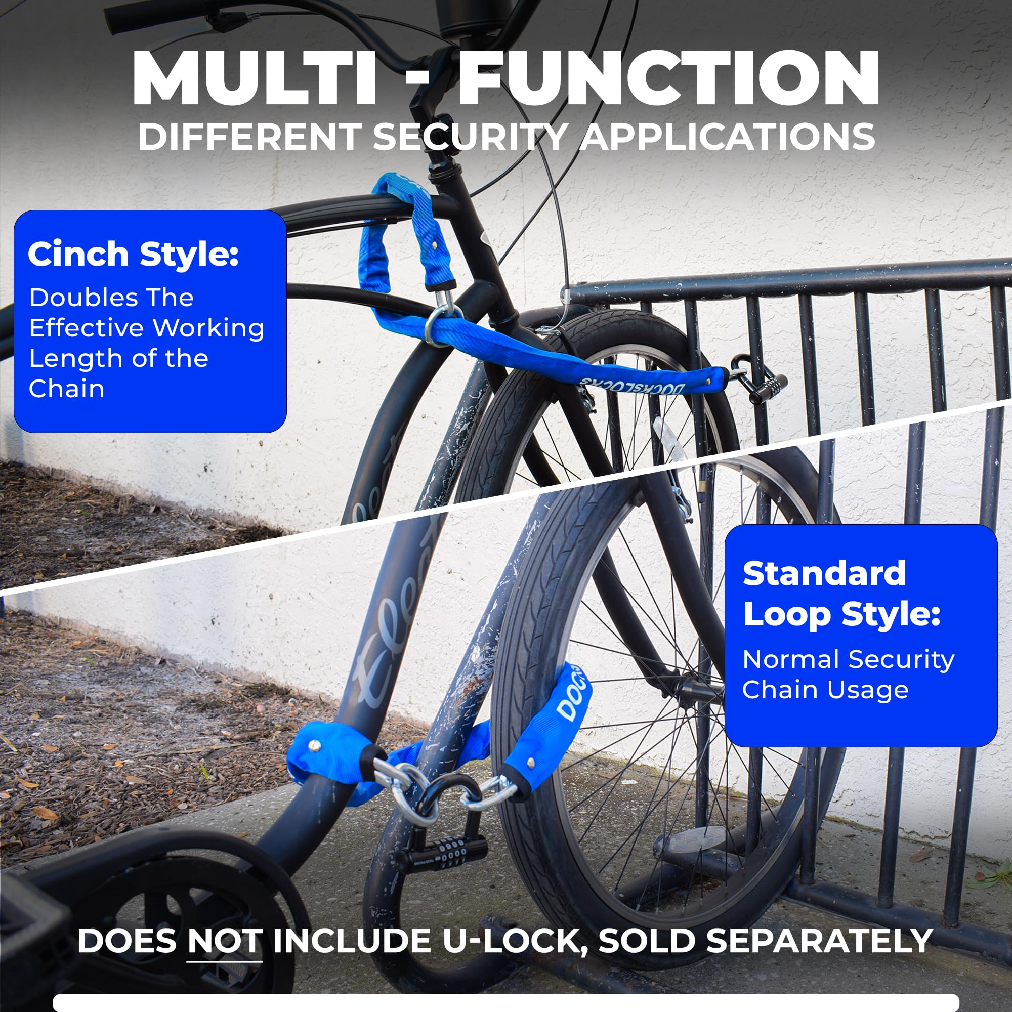 DocksLocks Catena di sicurezza resistente da 8 mm, in lega di acciaio al cromo temprato resistente alle intemperie e ai tagli, per biciclette, moto, scooter, ATV, rimorchi e molto altro