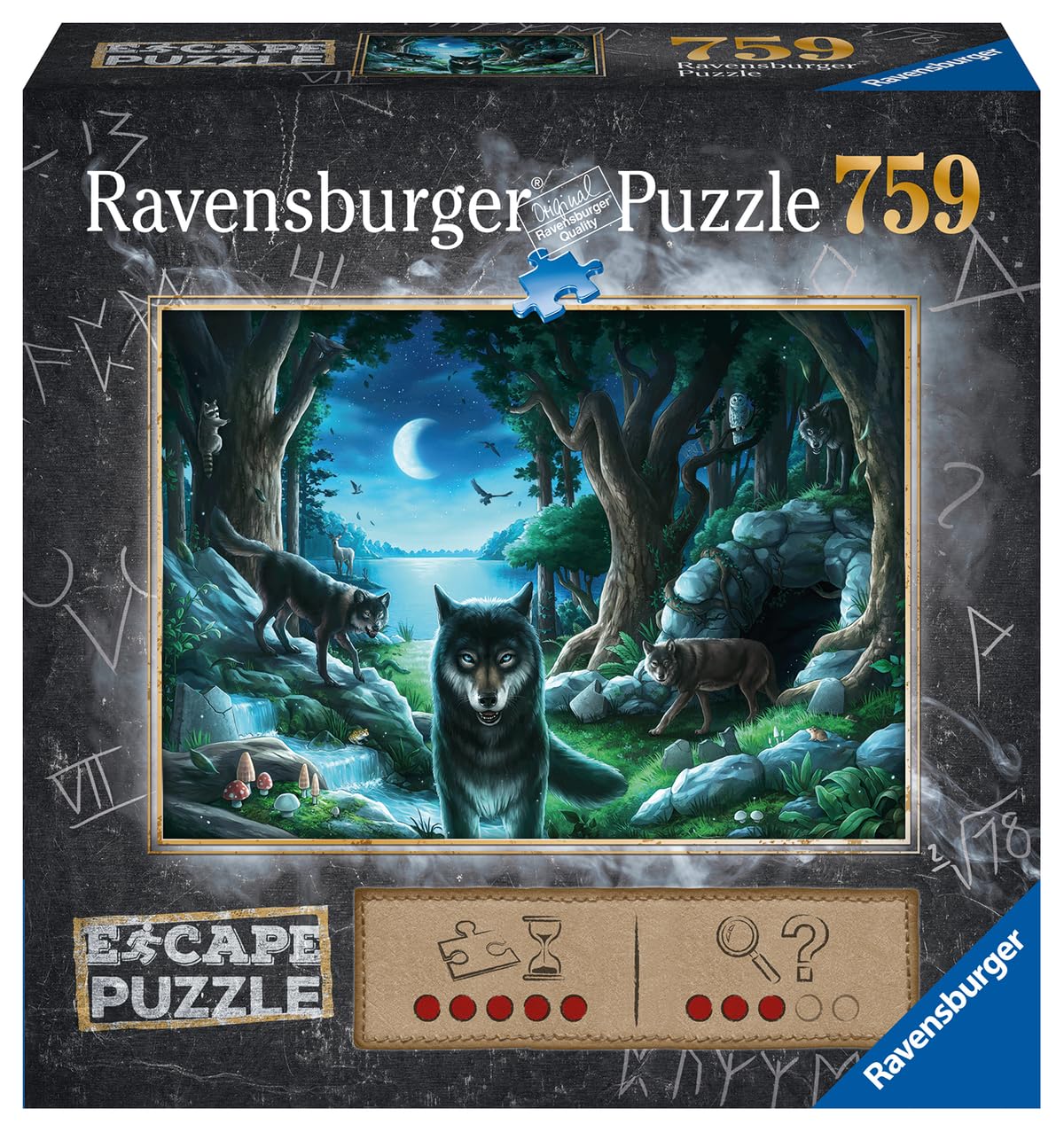 Ravensburger - Escape Puzzle - Histoires de Loups - pour Adultes et Enfants dès 12 Ans - 759 pièces, 1 Guide de Jeu, 1 enveloppe Solution - Inspiré des Jeux d'évasion - 16434
