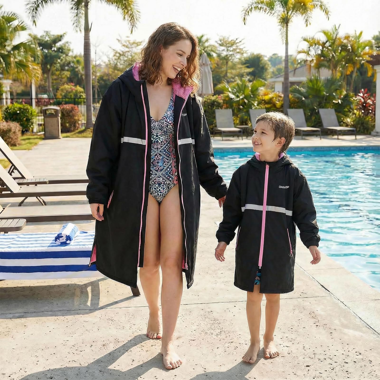 Owntop Wasserdichter Wickelmantel Für Erwachsene Kinder, Winddicht Übergroßer Changing Robe Wechselrobe Mit Plüschgefüttert Für Strand Surfen Schwimmen Gassigehen