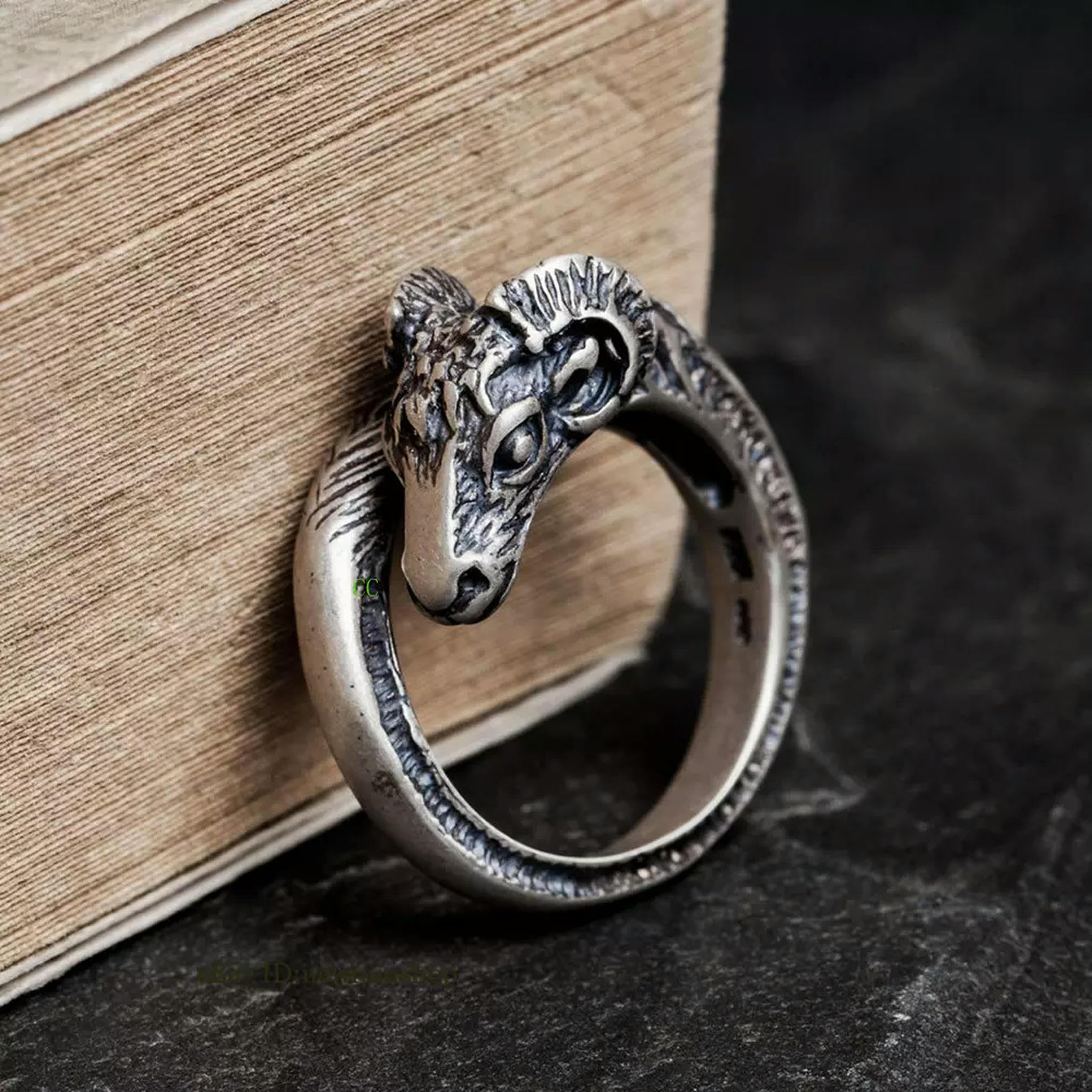 Bague gothique ajustable argent S925 le cadeau punk rétro mixte idéal