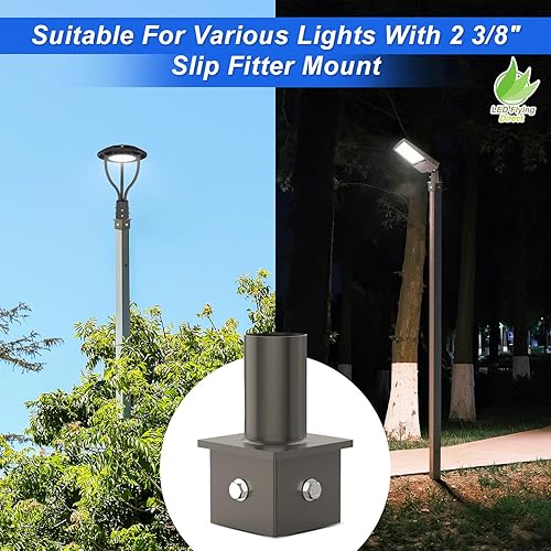 Miniatura 5 de Adaptador Tenon para poste cuadrado OD de 5 pulgadas, soporte de montaje vertical con montaje deslizante de 2 38 pulgadas, ideal para iluminación de
