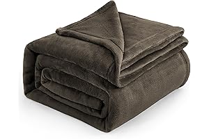 Bedsure Fleece Blanket - Warm and Cozy Brown Blanket for Queen Size Beds