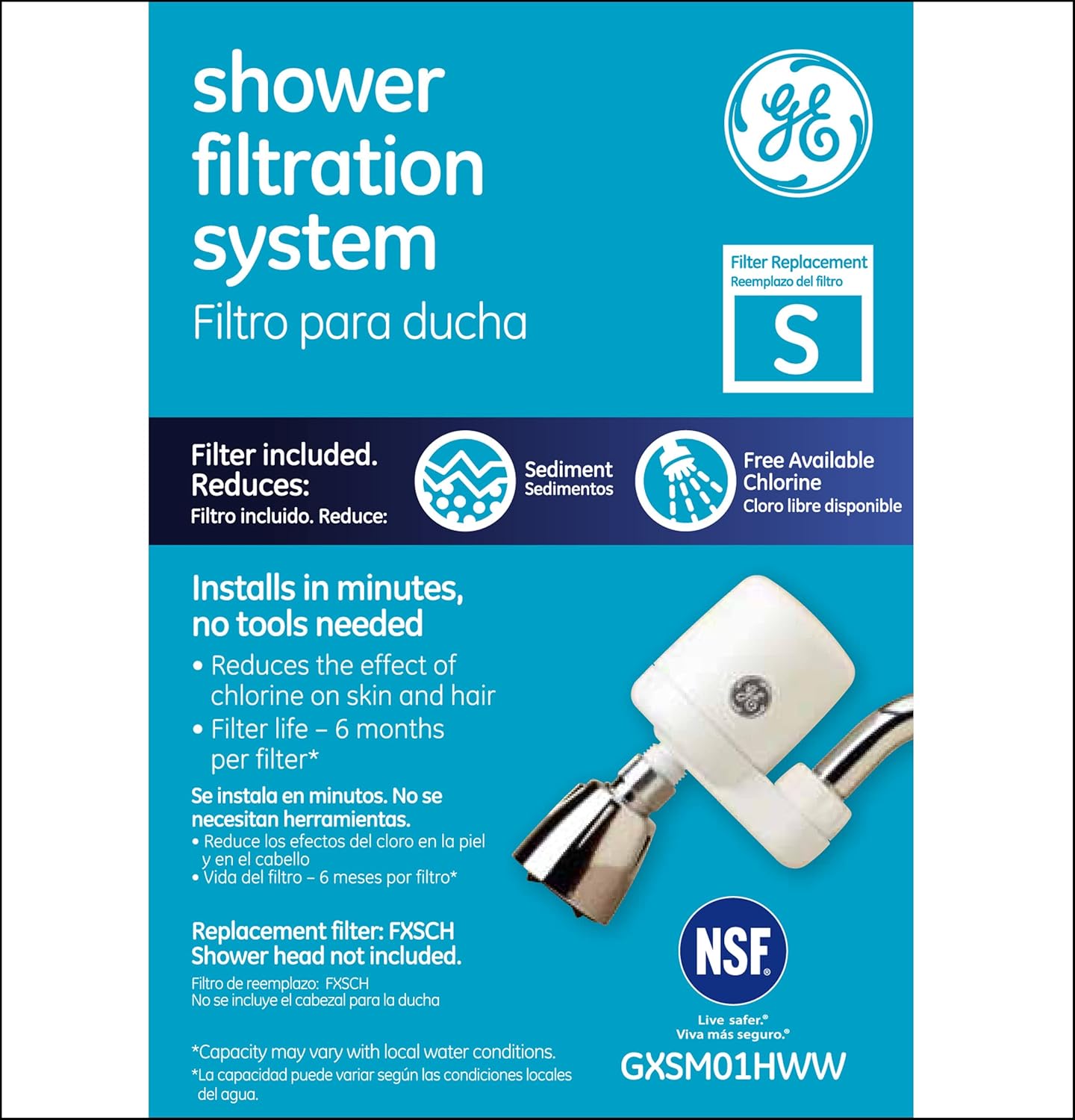 GE GXSM01HWW System Shower Filter, White