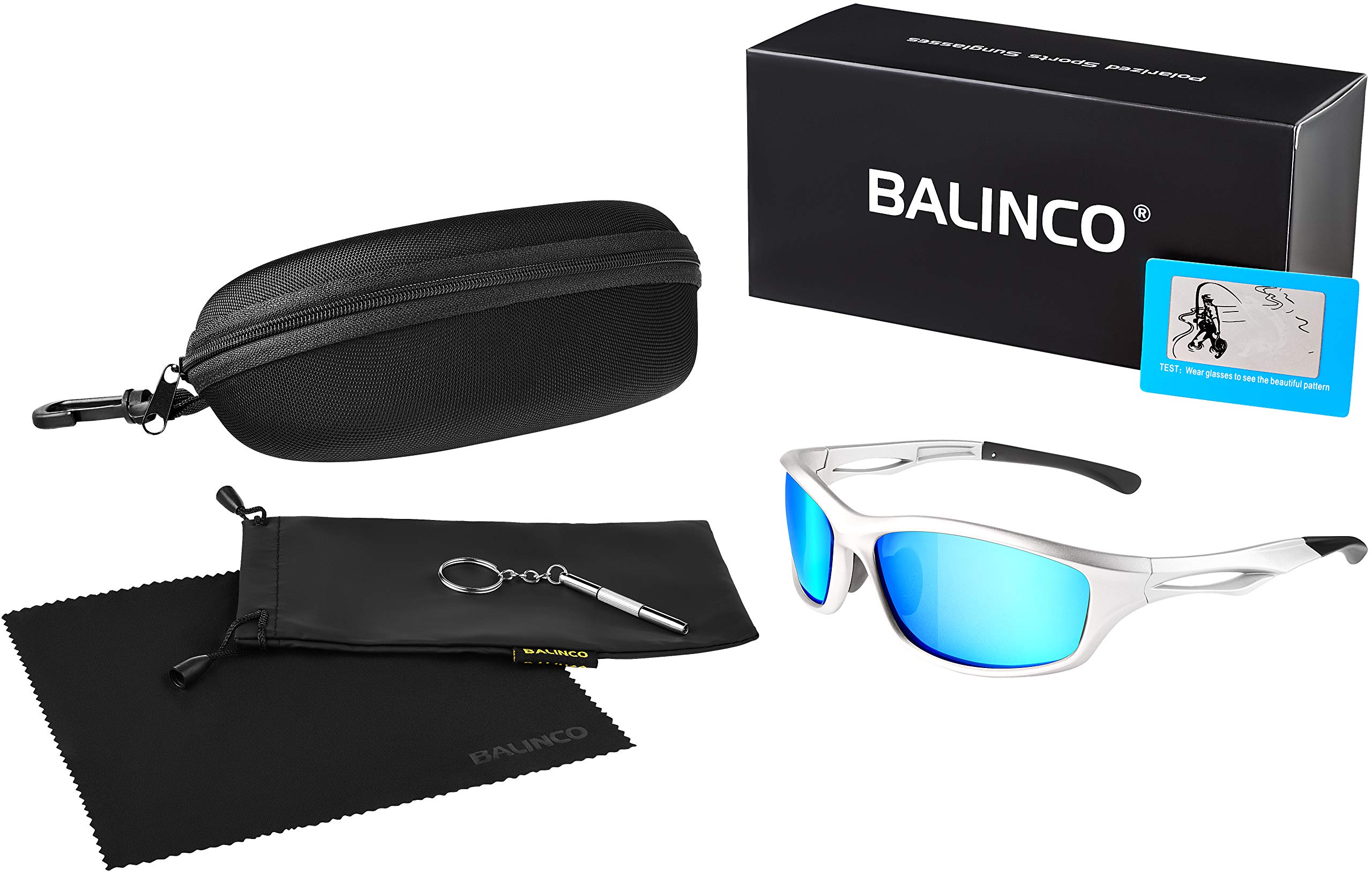 Balinco – Polarisierte Sport Sonnenbrille Damen & Herren UV400 – Moderne Sportbrille mit Federscharnier – Unisex Sonnenbrillen für Sport & Freizeit – Sunglasses 100% UVA/UVB Schutz – Diverse Farben Fashion