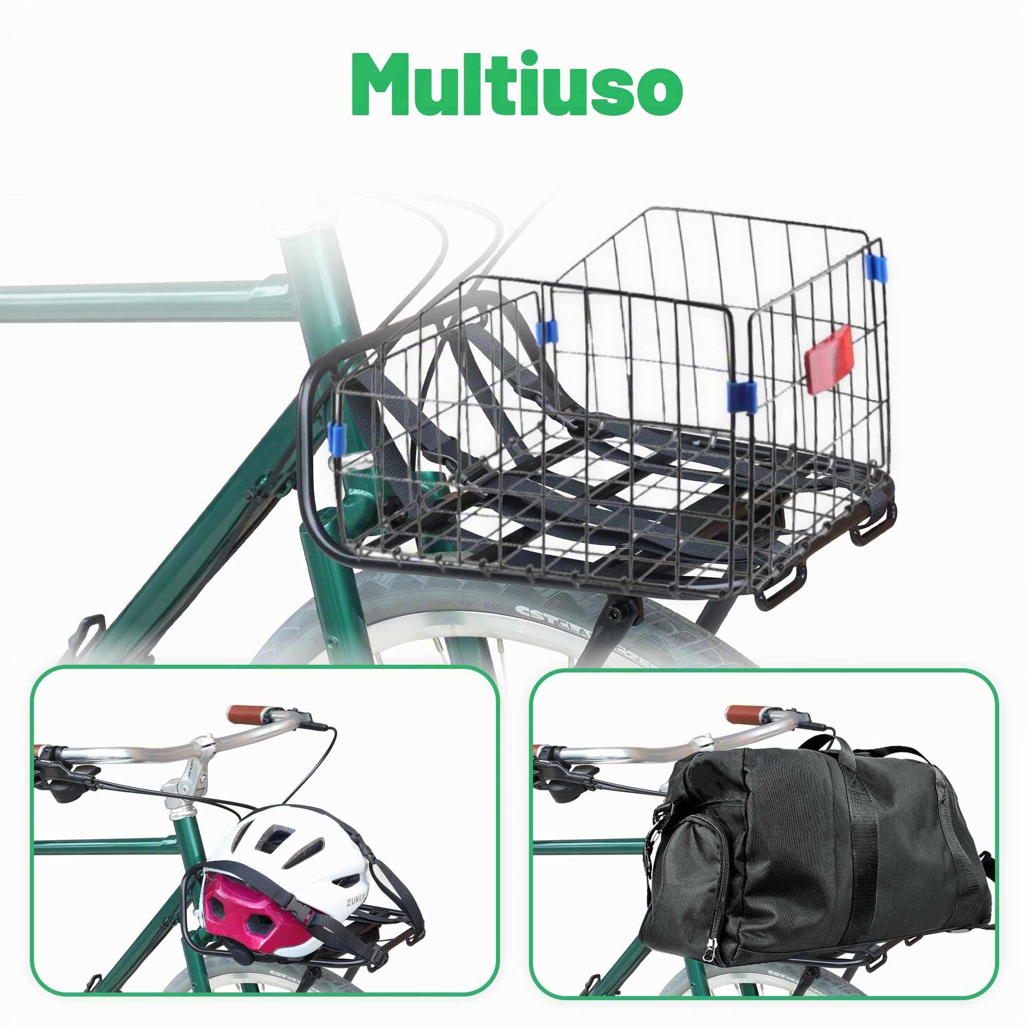 ZUKKA Portapacchi per bici anteriore, in lega di alluminio, capacità massima di carico 15 kg, adatto per biciclette da 24-29 pollici 700C per mountain bike e bici da strada