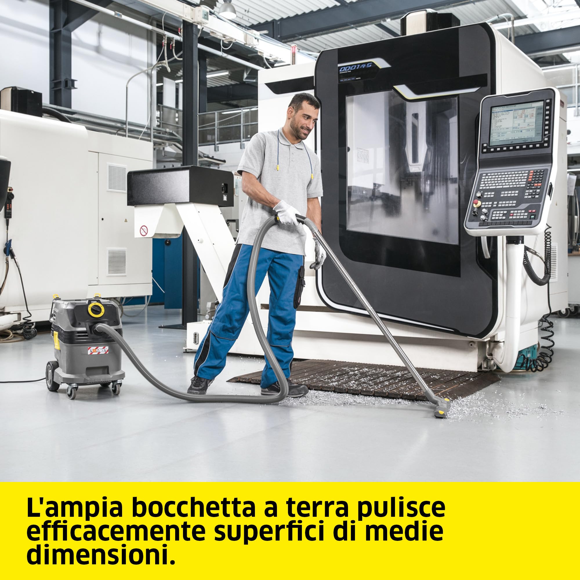 Kärcher aspiratore solidi-liquidi NT 30/1 Tact L Aspiratore Solidi-Liquidi, max 1380 W, contenitore in plastica:30l, tubo di aspirazione 2,5m,filtro piatto PES,sacco filtro in pile,bocchetta pavimenti