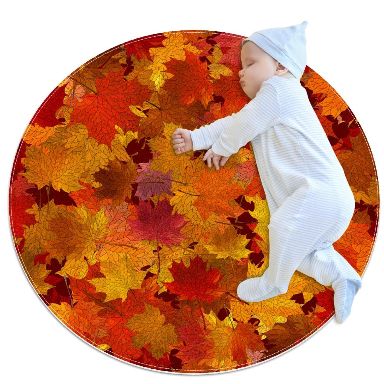 Tapis feuilles d'automne orange 70x70cm pour décorer votre salle de bain chaleureuse