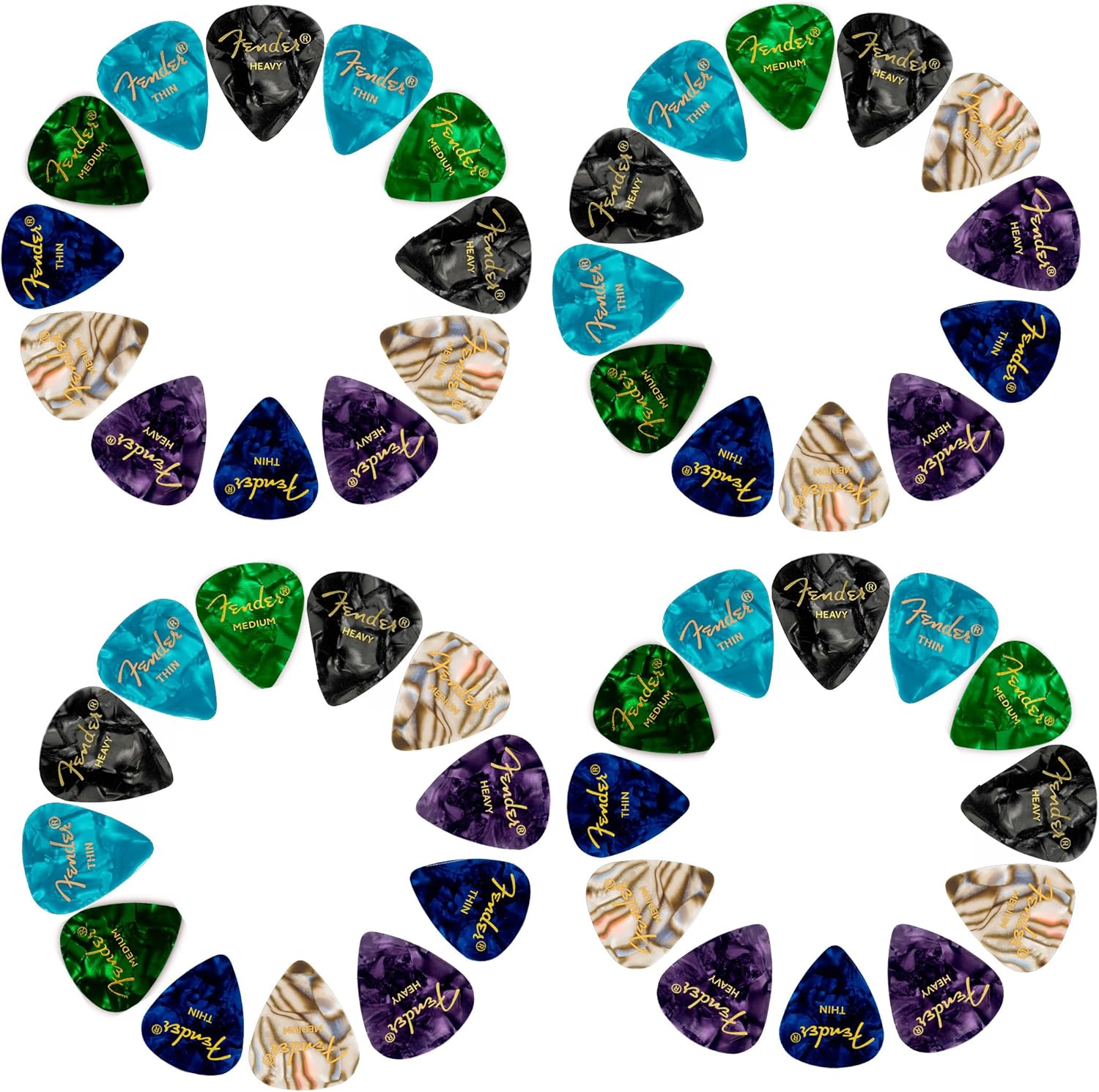 Fender Premium 48 Pack Picks Sampler - Includes Thin, Medium & Heavy Gauges (Austin Bazaar Exclusive)