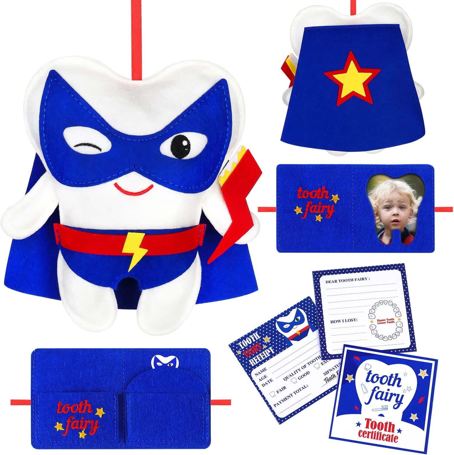 Breling Tooth Fairy Hero Pillow Kit with Notepad and Keepsake Pouch - Blue, 3 Pieces, 18.3 x 15 cm