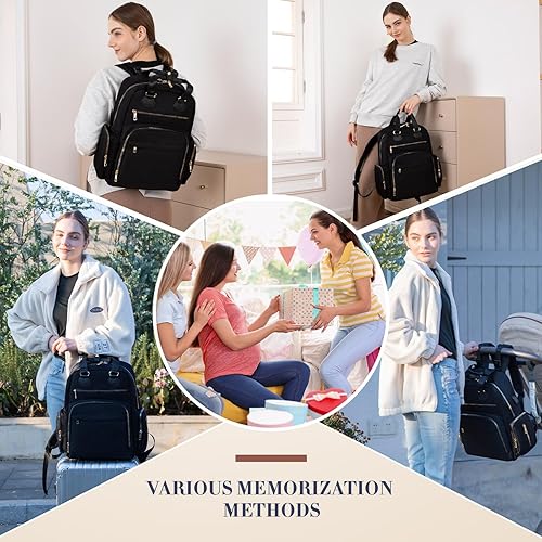 Miniatura 2 de Mochila para pañales, bolsa de pañales para bebé con 17 bolsillos, mochila de viaje para niñas y niños, bolsa de pañales grande con cambiador,