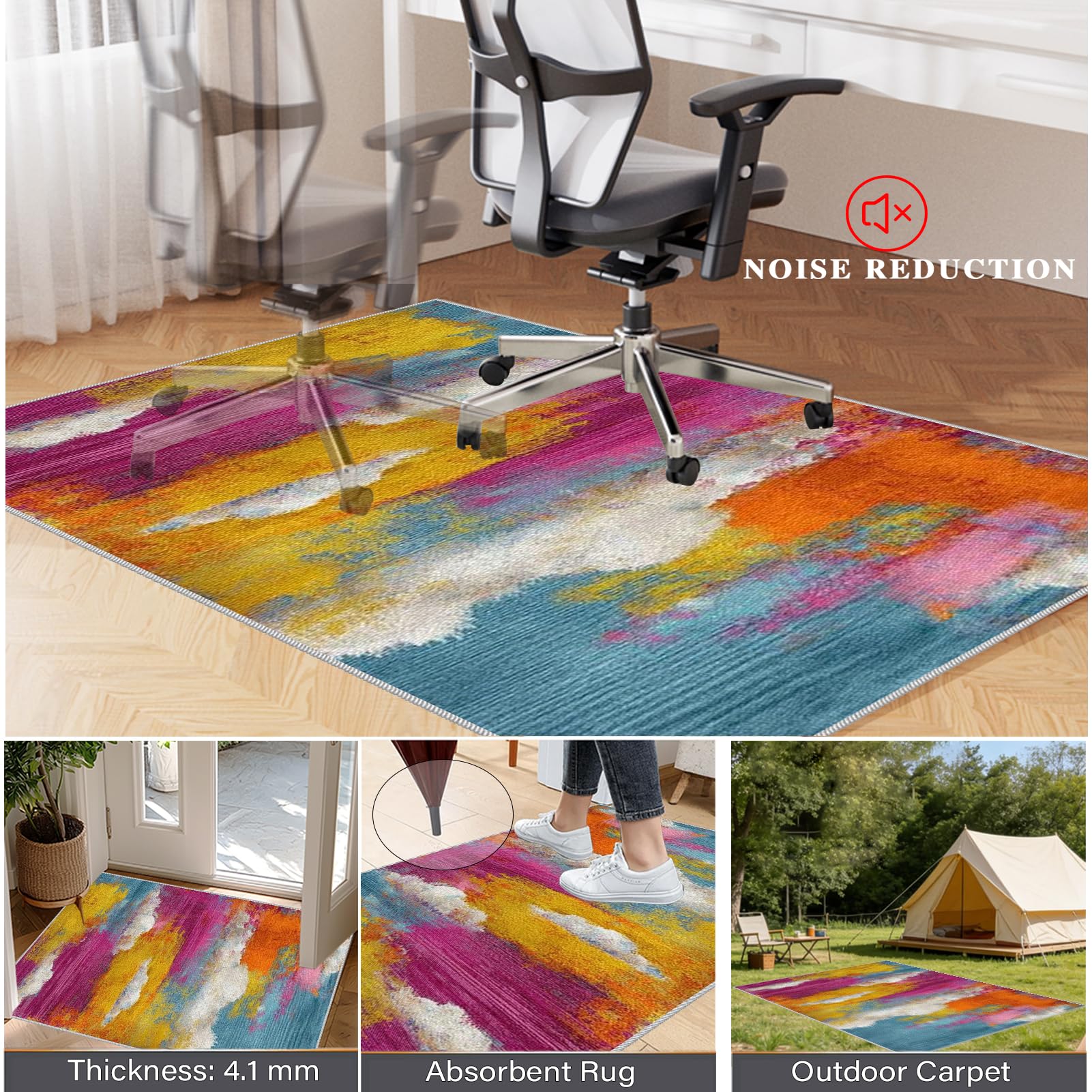 Tapis Chaise de Bureau Gaming, Tapis pour Fauteuil 160 x 200 cm