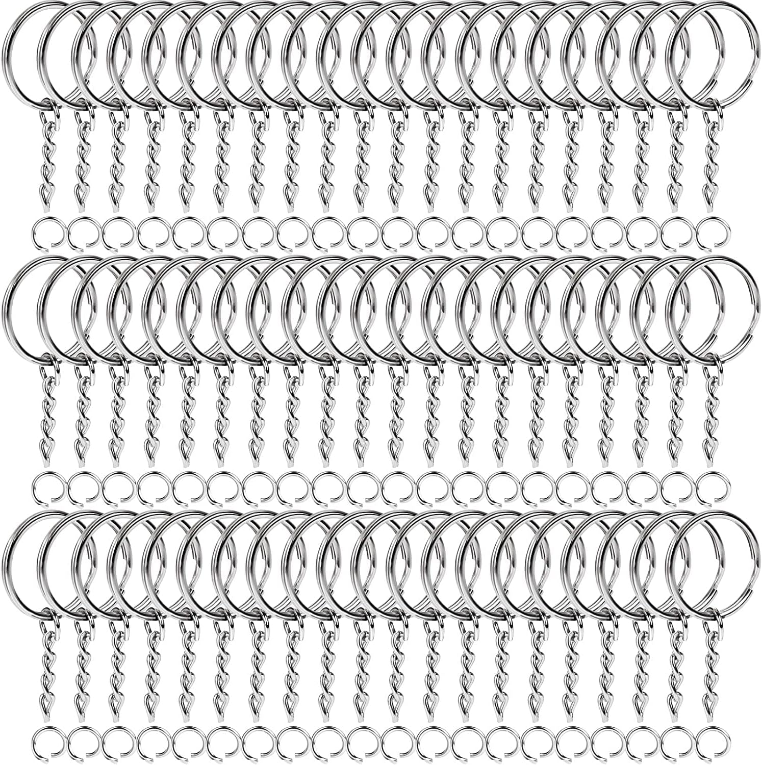 Evaluemart 25mm Open Jump Ring Connector Key Case (Silver) Used for Organize Your Keys, Purse Making Paracord Keychains and Also Used for DIY Crafts (Pack of 60)