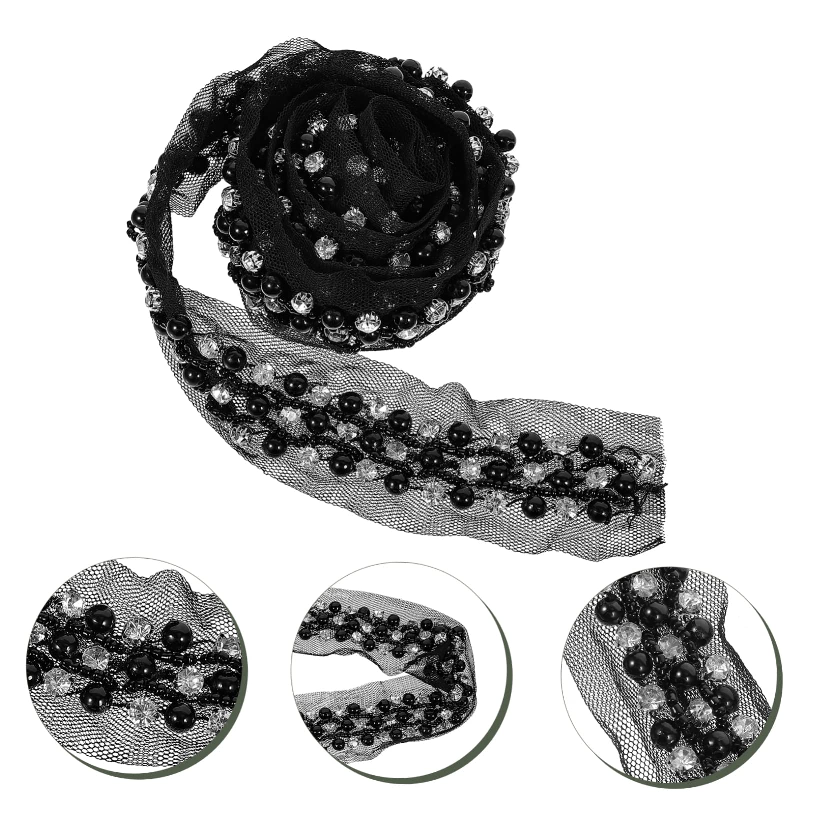 NUOBESTY 5piezas Cinta De Encaje Perlas Para Costura Adorno Decorativo Para Ropa Manualidades y Bodas Perlas