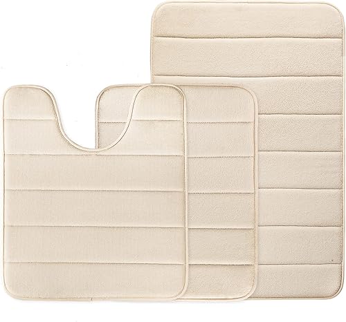 BSAOUTZ Juego de 3 alfombras de baño de espuma viscoelástica, absorbentes, antideslizantes, de secado rápido, lavables a máquina, alfombras de
