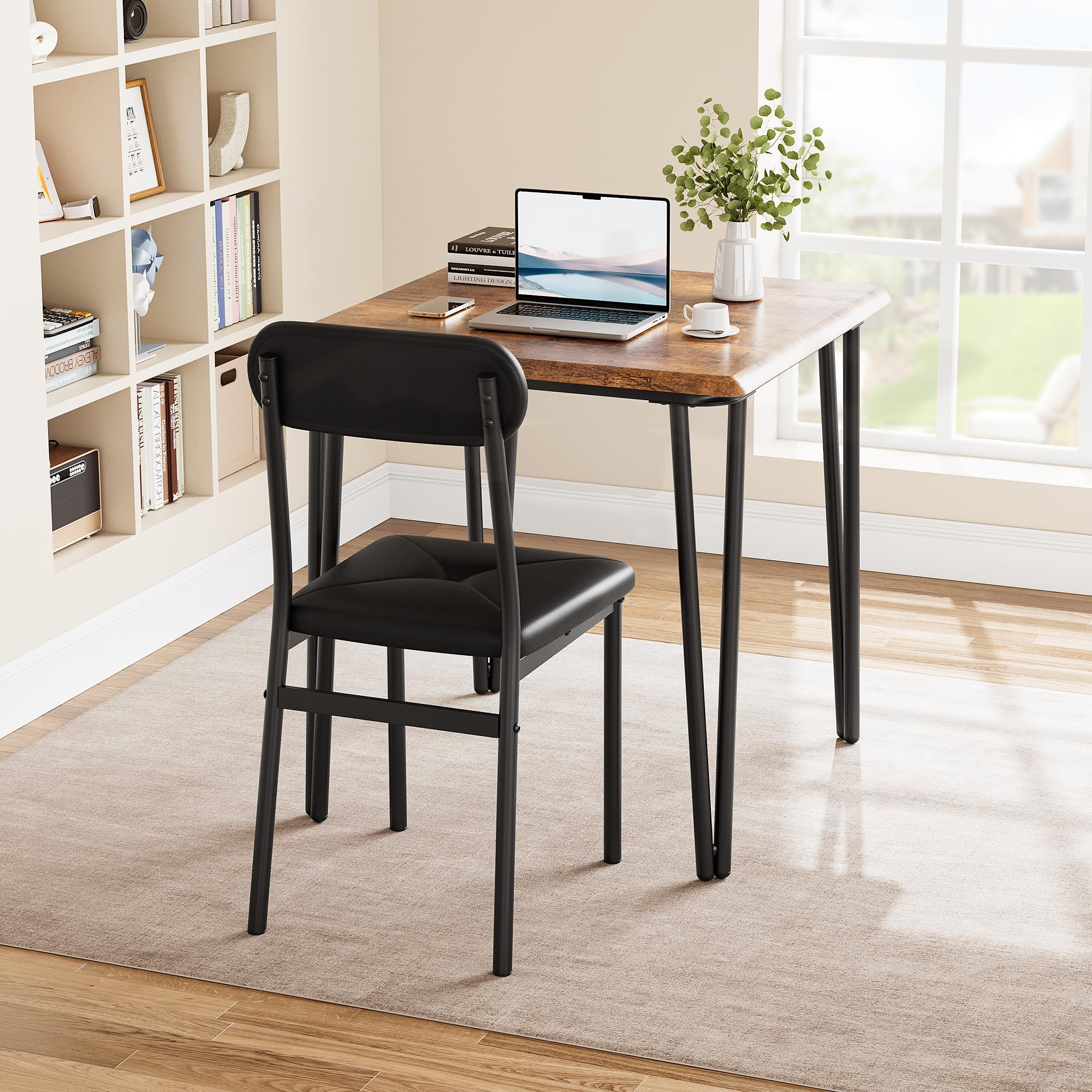 Zstar Ensemble Salle à Manger Compact 2 Personnes – Table carrée Moderne avec 2 chaises rembourrées – Structure métal Robuste – Idéal Petit Espace, Appartement, Style rétro – Couleur : rétro