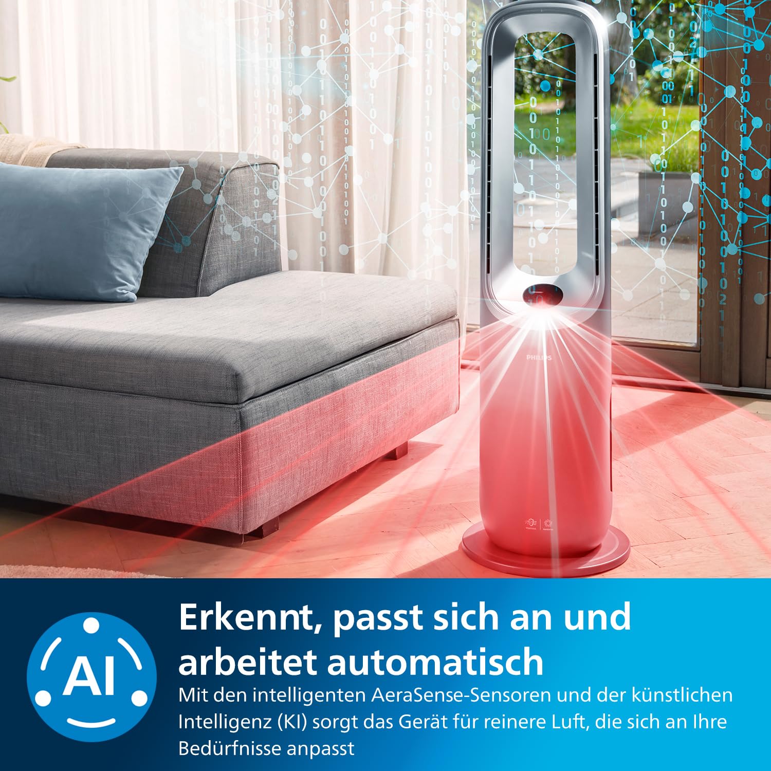 Philips Air Performer 3-in-1 Luftreiniger Heiz- und Kühlgebläse HEPA-Filter 70 m² Alexa App AMF870/15
