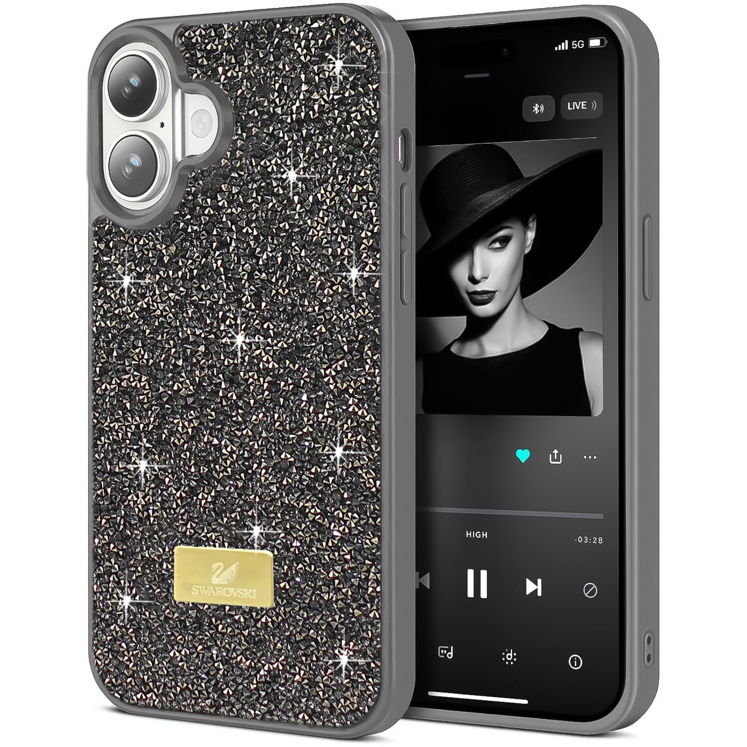 Dl3 Mobilak Case For iPhone 16 6.1-Inch Case Glitter, Sparkle Diamond Crystal Bling Case with Bling, Ultra Thin Lightweight Full Body Shockproof Anti-Scratch Protective Cover