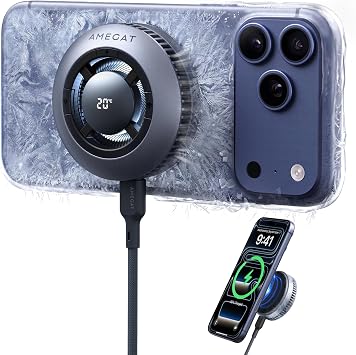 Magnetic Wireless Charger with Active Semiconductor Cooling System,15W Qi2 MagSafe Fast Charging Pad for Gaming & Live Streaming, Phone Cooler for Video Recording for iPhone 17 16 15 14 13 12 Series