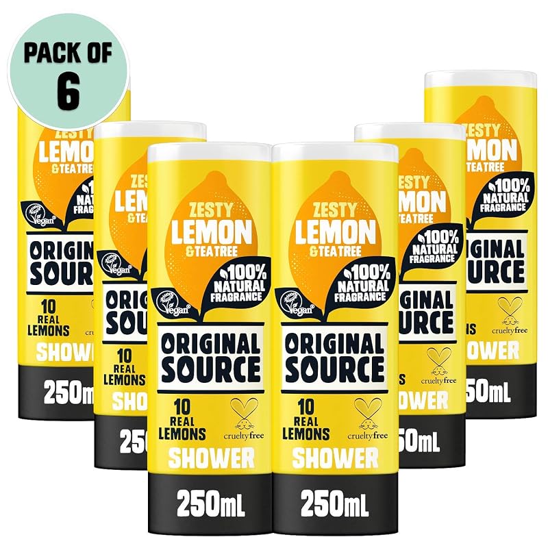 Gel de banho Original Source Lemon and Tea Tree, 6 frascos de 250 mL