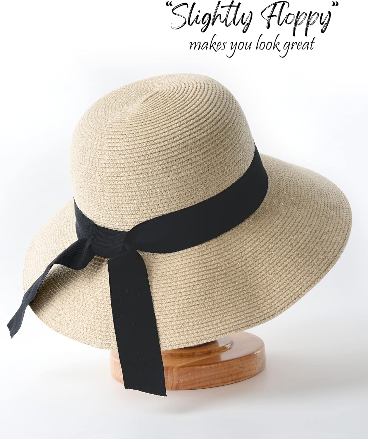 FURTALK Womens Beach Sun Straw Hat UV UPF 80+ Travel Foldable Brim Summer UV Hat - Image 2