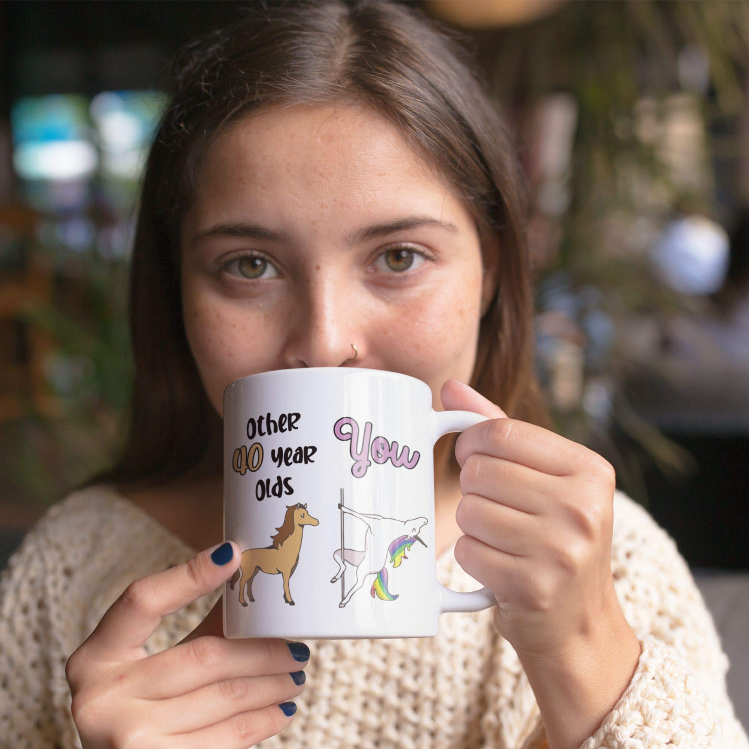 Tazza 40 Anni Unicorno - Idea Regalo Compleanno, Ceramica Bianca Con Design Divertente - Foto 8