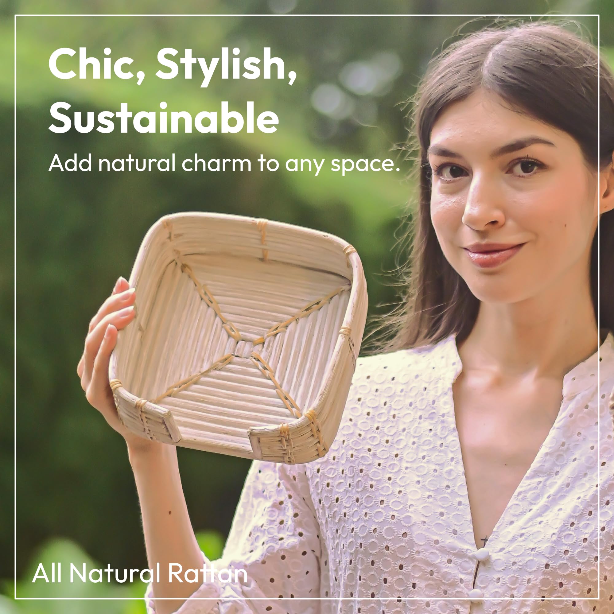Servilletero cuadrado de ratán, cesta tejida para servilletas de papel, soporte para toallas de invitados, elegante servilletero para cocina y mesa (lavado blanco)