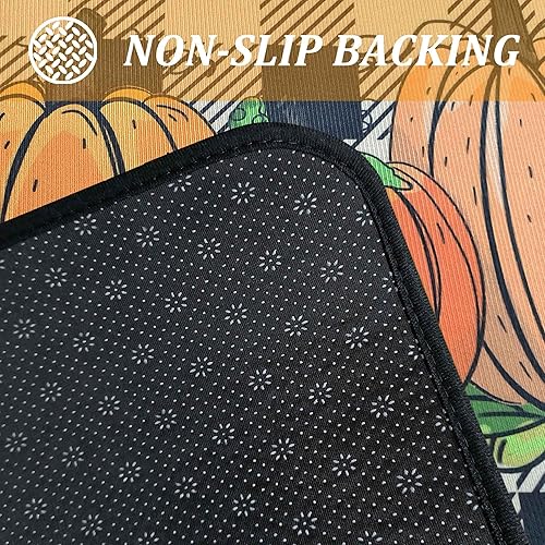 Miniatura 6 de Juego de 2 alfombras decorativas de cocina con diseño de calabaza a cuadros de búfalo, antideslizantes, lavables, para el hogar, temporada, otoño,