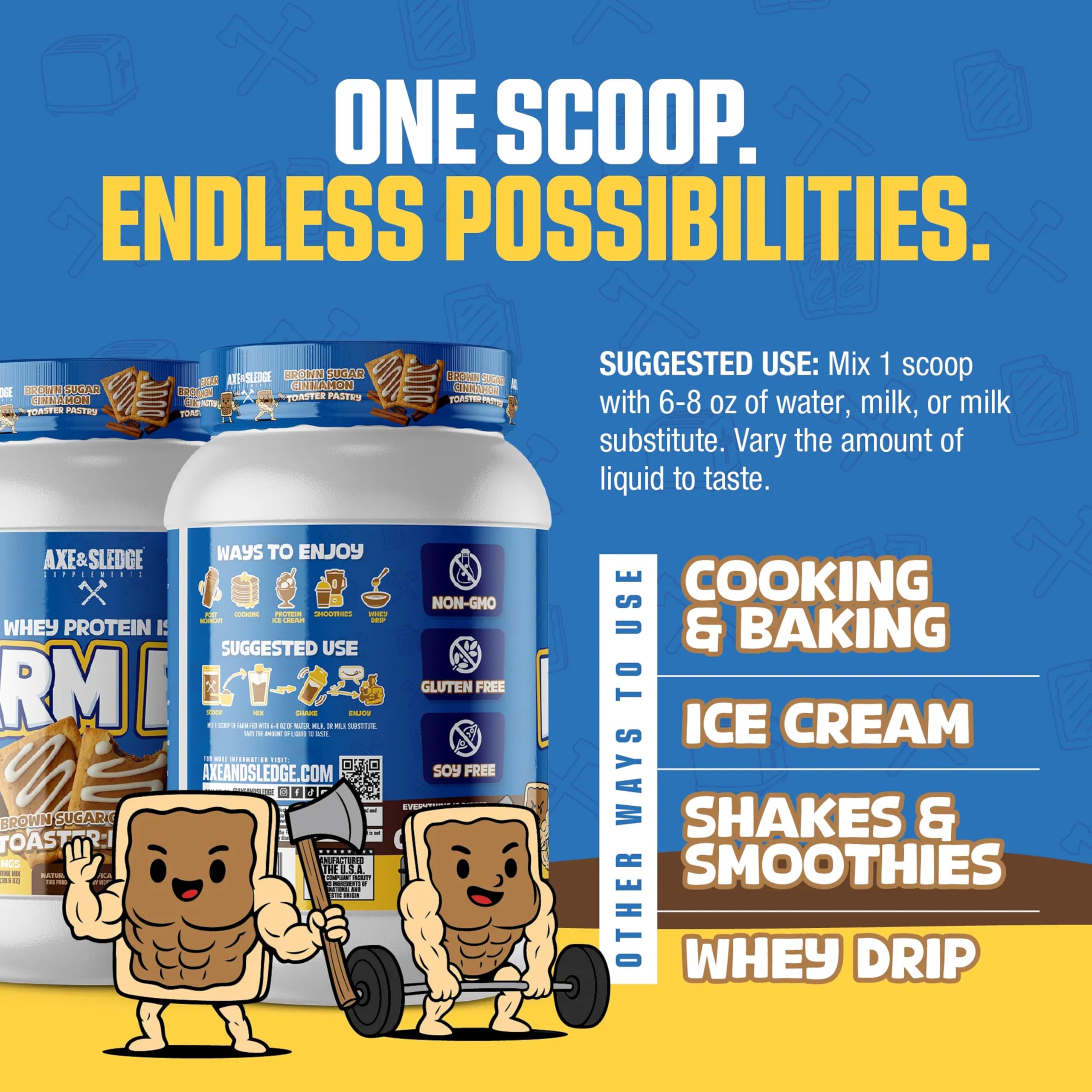 Axe & Sledge Farm Fed 100% Whey Protein Isolate | 25g Protein | Low Carb, Low Sugar, Gluten Free | Protein Powder for Men and Women | Keto | Made in The USA | 28 Servings, Brown Sugar Cinnamon — Amazon image 5