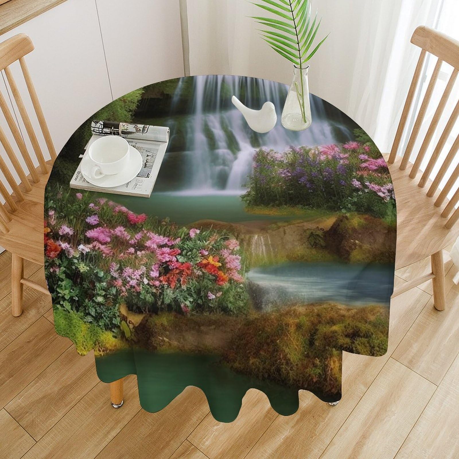 Nappe ronde anti-tache de 177 cm pour éliminer les corvées de nettoyage après les fêtes