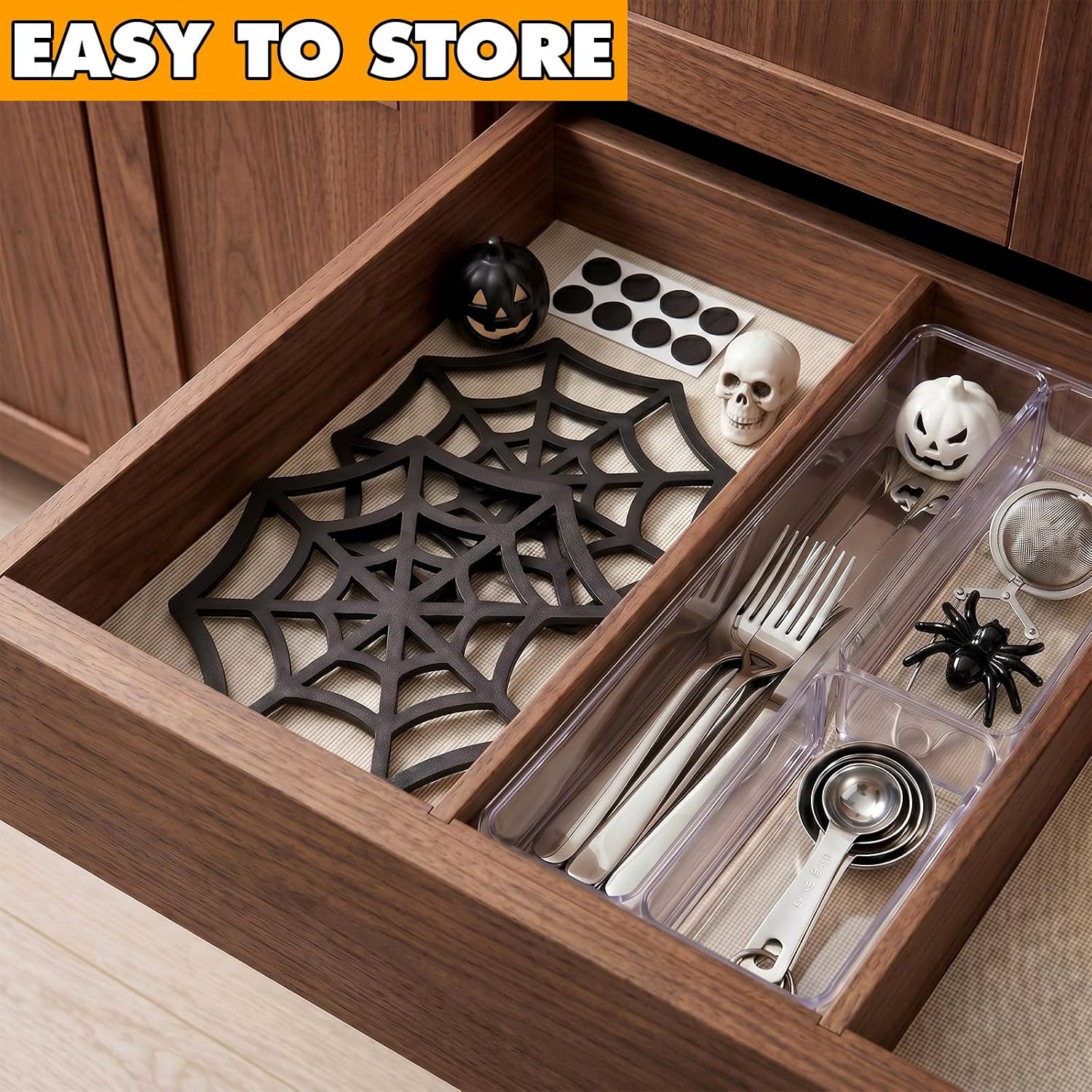 Meanplan 2 Pack Cast Iron Trivet Halloween Gothic Cobweb Trivet with Pegs 7.8 Inch Heavy Duty Metal Trivets for Hot Pans and Pots Rustproof Heat Resistant Pot Stands Holders for Kitchen Dining Table