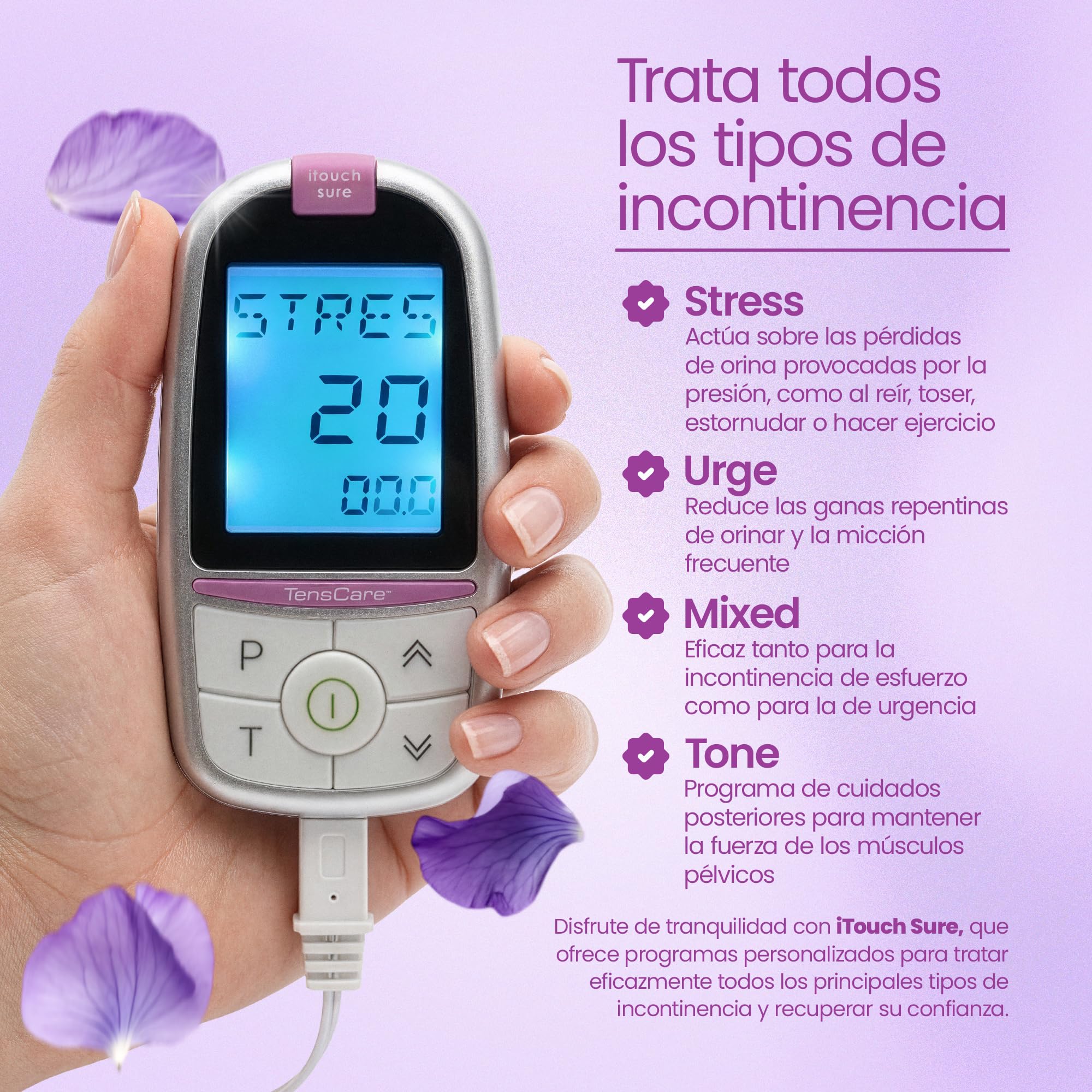 TensCare iTouch Sure – Entrenador de Suelo Pélvico para Mujer, Ejercitador Kegel para Fortalecer y Tonificar el Suelo Pélvico y Tratar la Incontinencia