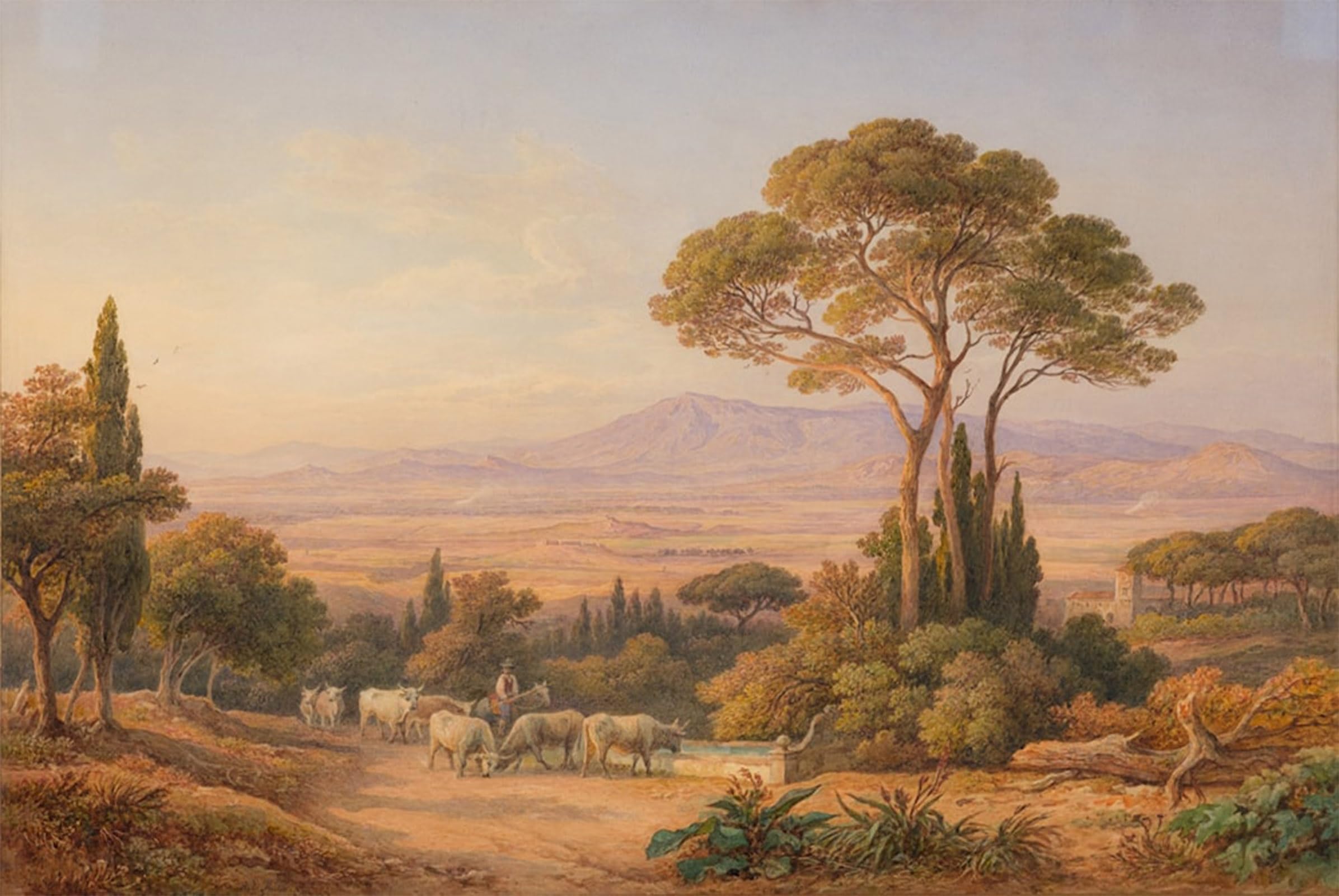 POSTERIIk Vintage Classic Picture Landscape Artwork R?mische Landschaft by Rudolf Müller Portrait Canvas Painting for Office Home Decor 60x90cm